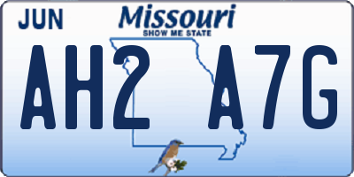 MO license plate AH2A7G