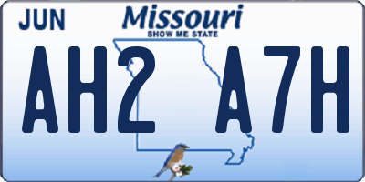 MO license plate AH2A7H