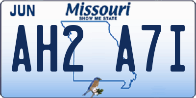 MO license plate AH2A7I