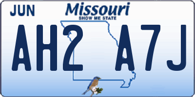 MO license plate AH2A7J