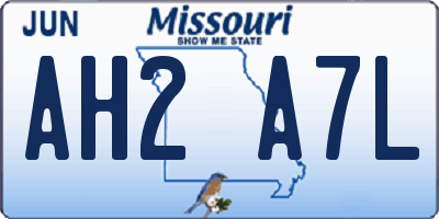 MO license plate AH2A7L