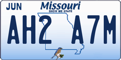 MO license plate AH2A7M