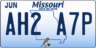 MO license plate AH2A7P