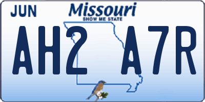 MO license plate AH2A7R