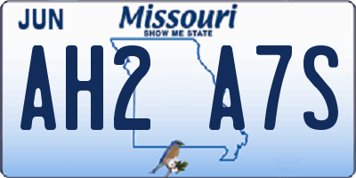 MO license plate AH2A7S