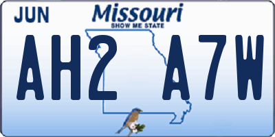 MO license plate AH2A7W