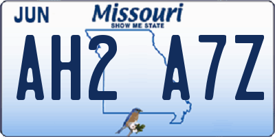 MO license plate AH2A7Z