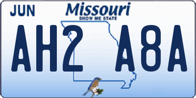 MO license plate AH2A8A