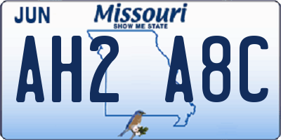 MO license plate AH2A8C