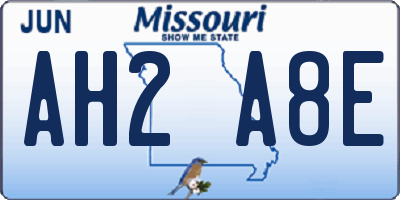 MO license plate AH2A8E