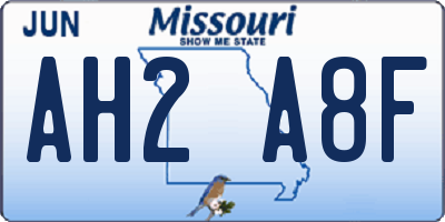 MO license plate AH2A8F