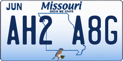 MO license plate AH2A8G