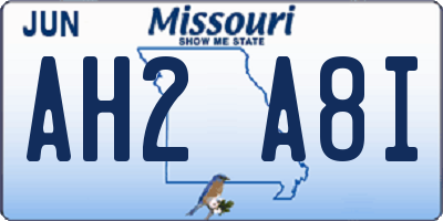 MO license plate AH2A8I