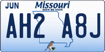 MO license plate AH2A8J