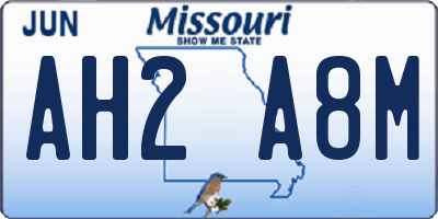 MO license plate AH2A8M