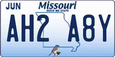 MO license plate AH2A8Y