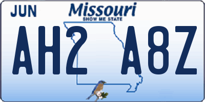 MO license plate AH2A8Z