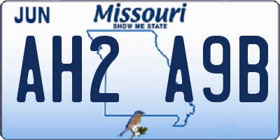 MO license plate AH2A9B