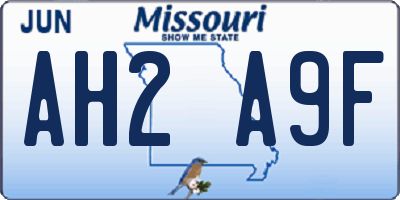 MO license plate AH2A9F