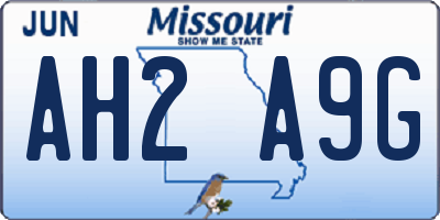 MO license plate AH2A9G