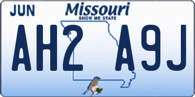 MO license plate AH2A9J