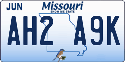 MO license plate AH2A9K