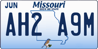 MO license plate AH2A9M