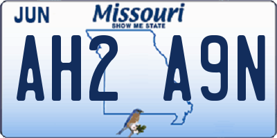 MO license plate AH2A9N