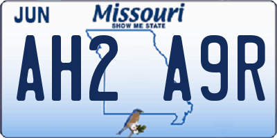 MO license plate AH2A9R