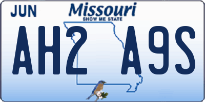 MO license plate AH2A9S