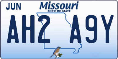 MO license plate AH2A9Y