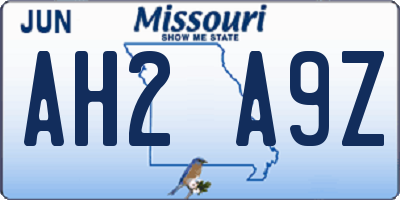 MO license plate AH2A9Z