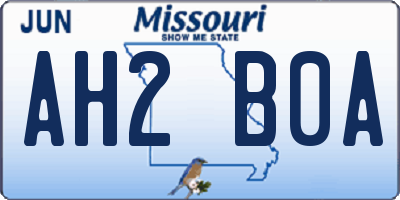 MO license plate AH2B0A