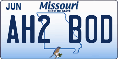 MO license plate AH2B0D