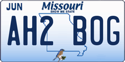 MO license plate AH2B0G