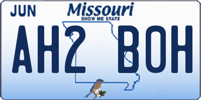 MO license plate AH2B0H