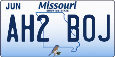 MO license plate AH2B0J