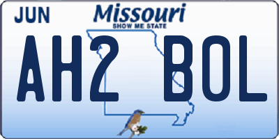 MO license plate AH2B0L