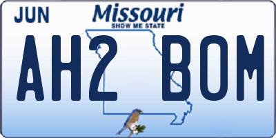 MO license plate AH2B0M