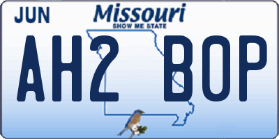 MO license plate AH2B0P