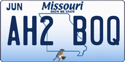 MO license plate AH2B0Q