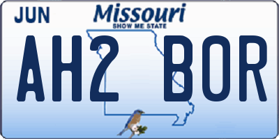 MO license plate AH2B0R