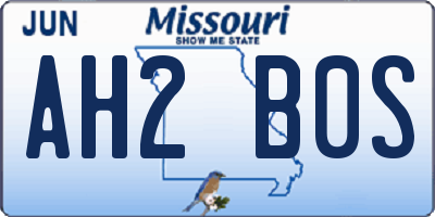 MO license plate AH2B0S