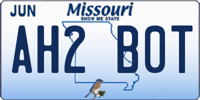 MO license plate AH2B0T