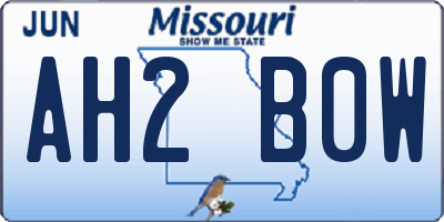 MO license plate AH2B0W