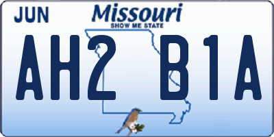 MO license plate AH2B1A