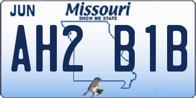 MO license plate AH2B1B