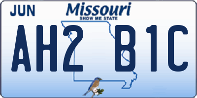 MO license plate AH2B1C