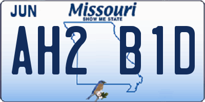 MO license plate AH2B1D