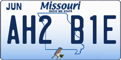 MO license plate AH2B1E